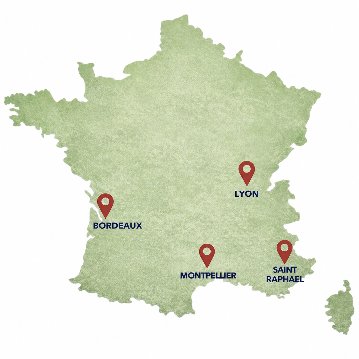 Implantations SFTP en France : Bordeaux, Montpellier, Lyon, Saint Raphael